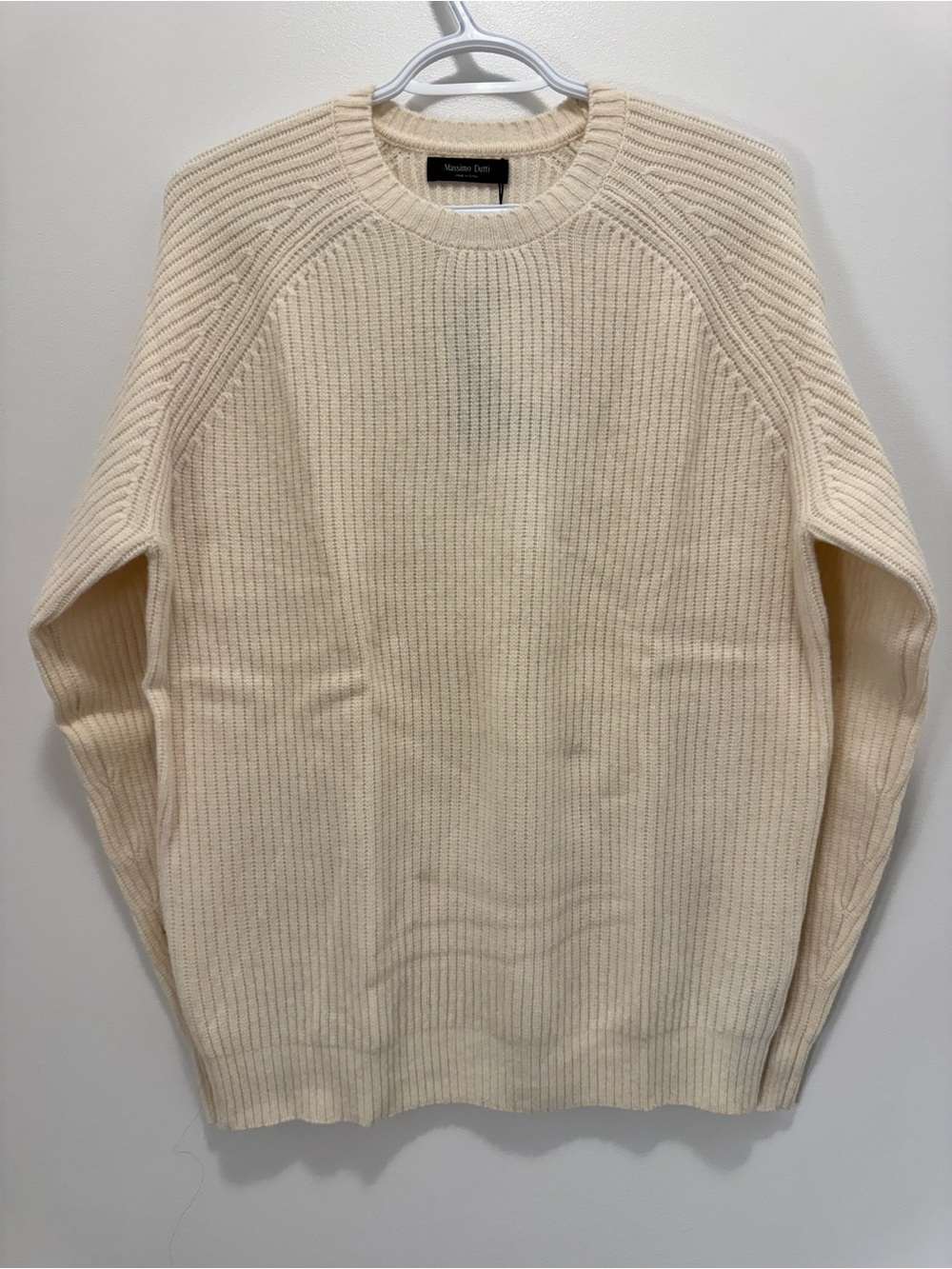 Massimo Dutti Cream Crewneck Sweater Wool Cashmere Blend